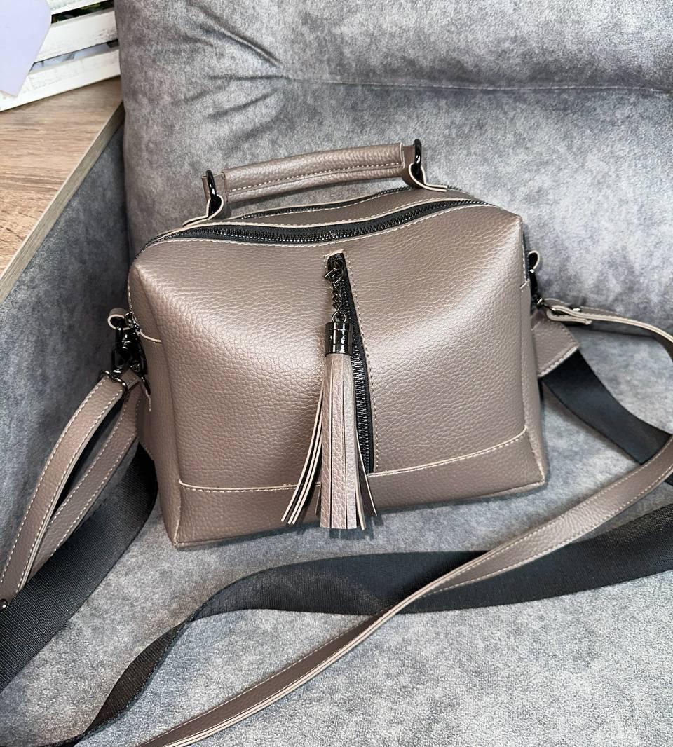 Жіноча сумка валізка з двома ременями моко шкірзам