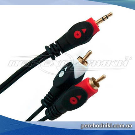 Аудіо кабель jack 3.5 mm to 2RCA (середня якість), 1.2 м, фото 2