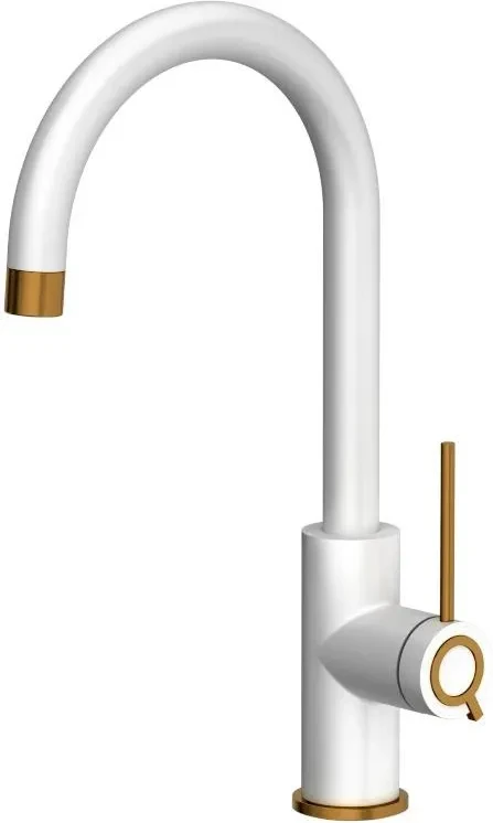 Кухонний змішувач Quadron Stalowa Jodie Q Line Slim Snow White Білий Мат/Мідь (3623511Whmpvdc1), фото 1