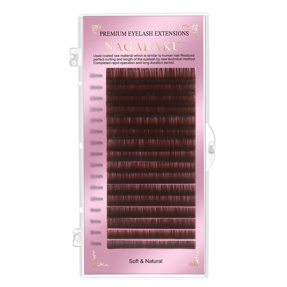 Вії Nagaraku 0.07, С, 10 мм, темно-коричневі.