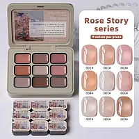 Набір фарб гель-лаків з текстурою масляної фарби MORDDA Rose story, 9 відтінків