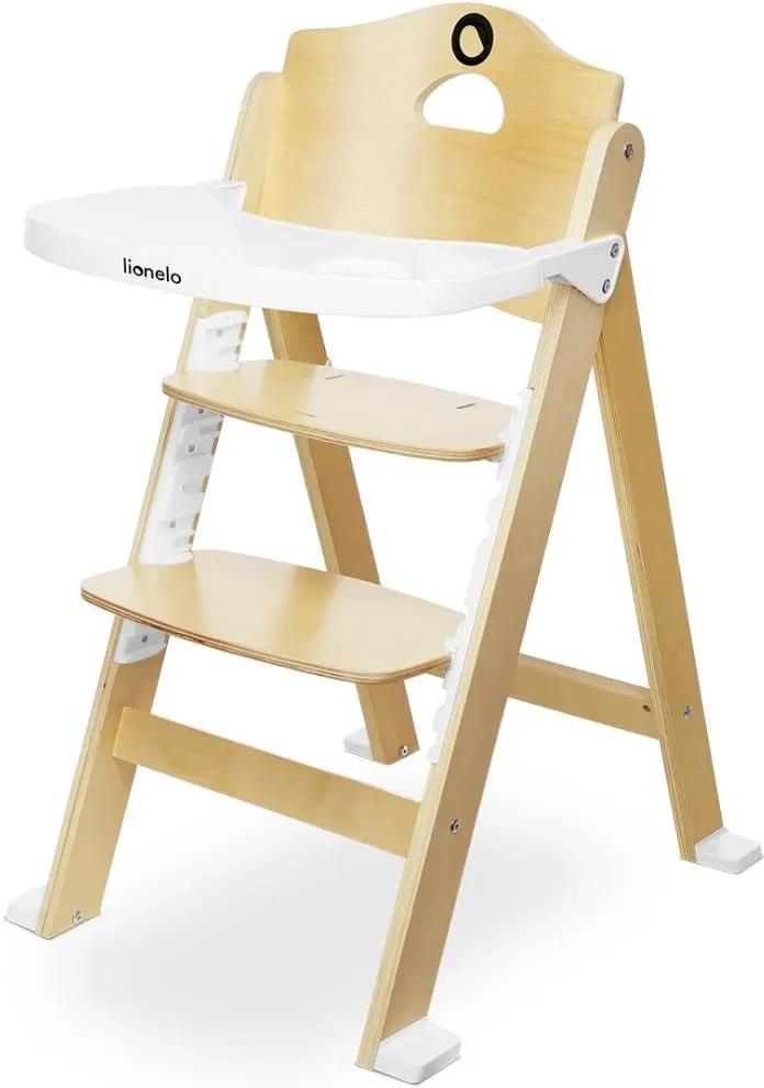 Дерев'яний стільчик Lionelo Floris білий з натуральним деревом, фото 1