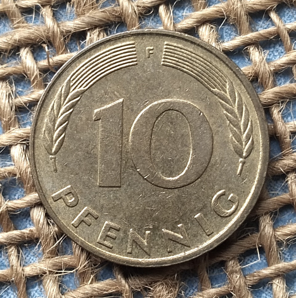 10 пфенiгiв 1991 року. (F) Нiмеччина - ФРН, фото 1