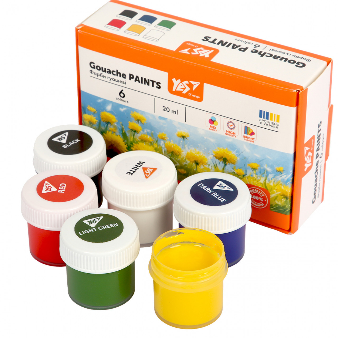 Фарби гуашеві Yes Orange Line 6 кольорів по 20 мл, фото 1