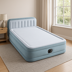 Intex 64450 Надувне Ліжко 236×152×86 см PLUSH Узголів'я, Електронасос, Dura-Beam DELUXE Queen