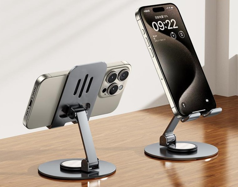 Металева підставка для телефона 360° • Універсальний тримач з регулюванням нахилу та висоти, фото 1