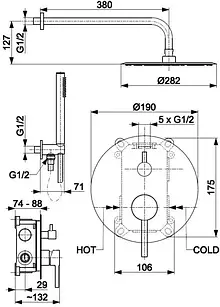 Душова система прихованого монтажу KFA ARMATURA MOZA (5039-501-31)