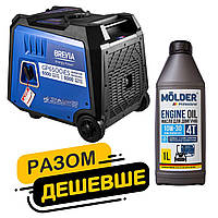 Комплект генератор Brevia інверторний бензиновий 6,5кВт з електростартером GP6500iES + масло Molder Engine Oil 4T 10W-30 1л
