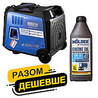 Комплект генератор Brevia інверторний газобензиновий 5,5кВт DUAL FUEL з електростартером GP5500iESG + масло Molder Engine Oil 4T