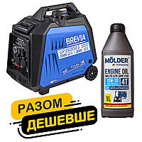 Комплект генератор Brevia інверторний бензиновий 3,3кВт GP3500iES + масло Molder Engine Oil 4T 10W-30 1л