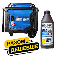 Комплект генератор Brevia інверторний бензиновий 8,0кВт з електростартером GP9000iES + масло Molder Engine Oil 4T 10W-30 1л