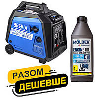 Комплект генератор Brevia інверторний бензиновий 2,0кВт з електростартером GP2300iES + масло Molder Engine Oil 4T 10W-30 1л