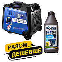 Комплект генератор Brevia інверторний газобензиновий 6,0кВт DUAL FUEL з електростартером GP6000iESG + масло Molder Engine Oil 4T