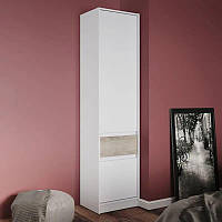 Шафа-пенал закрита з полицями та шухлядою Еверест Стайл-500 50х39х203 см Німфея Альба (білий)/Дуб крафт сірий (DTM-071165)