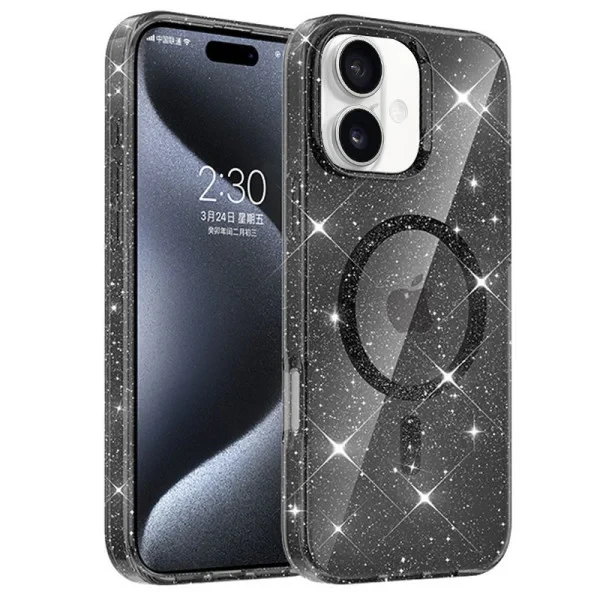 Чохол-накладка EpiK TPU Eclipse Sparkle (MagFit) для Apple iPhone 16 (6.1) Black, фото 1
