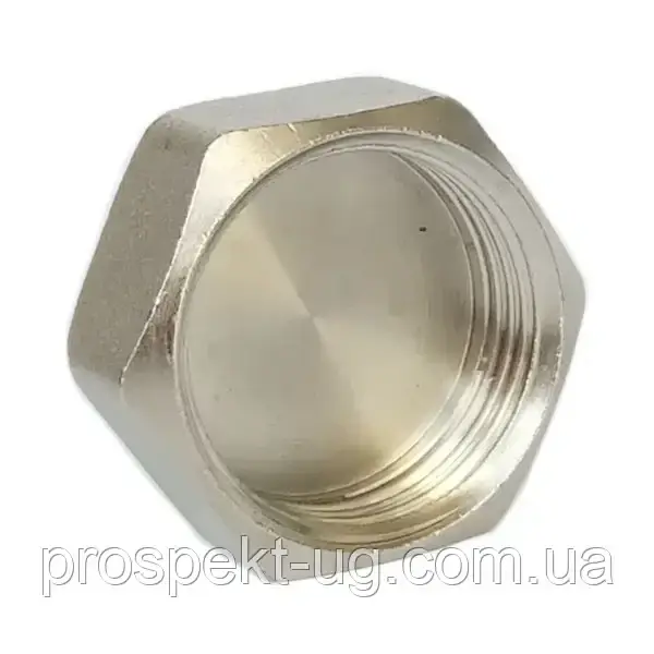 Заглушка Ду32 (1 1/4") латунь нікель внутрішня різьба ВР Comisa