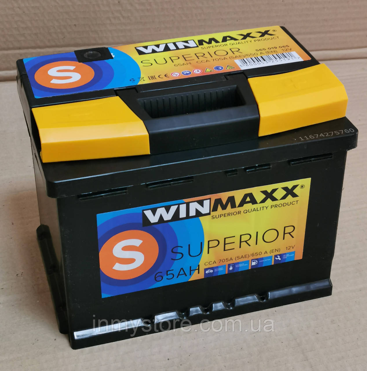 Акумулятор 6CT-65 WinMaxx Superior 65Ah-12V (242х175х190), (+ праворуч), EN650, фото 1