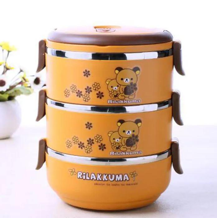 Ланчбокс контейнер для їжі Ведмедик Герметичний пластиковий контейнер дитячий 3 відділа 2.1 літри, фото 1