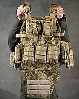 Тактична плитоноска піксель з підсумками і напашником, Військова плитоноска піксель зі швидким скиданням, nvx wti pih