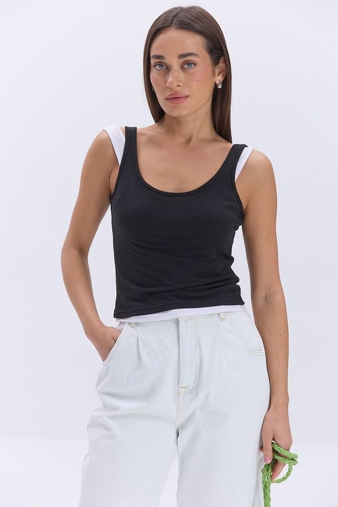 Комплект ARjen жіночий з двох майок трикотажний 44 чорна і біла, фото 1