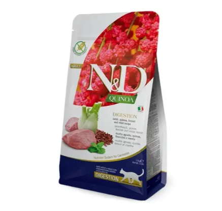 Сухий дієтичний корм Farmina N&D для дорослих кішок, у разі порушень травлення, ягня та кіноа, 1.5 кг, фото 1