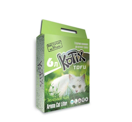 Kotix Tofu Соєвий наповнювач для котячого туалету, з ароматом зеленого чаю 6 л, фото 1