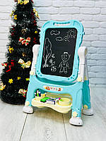 Дитячий двосторонній мольберт для малювання Маркером та Крейдою Поворотна магнітна дошка на ніжках для дітей