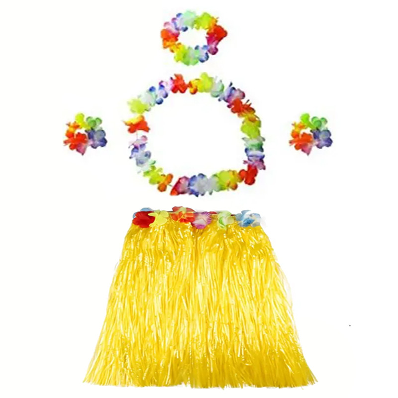 Гавайский костюм с леями. Костюм для гавайской вечеринки жёлтый, фото 1