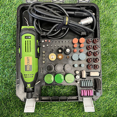 Гравірувальна машина Procraft PG520 (180 Вт) з насадками в кейсі + гнучкий вал. Гравер Прокрафт PG-520