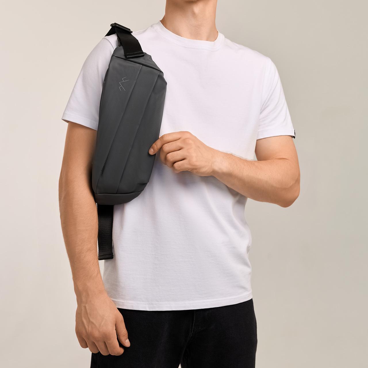 Сумка чоловіча поясна через плече містка спортивна бананка Just сіра, фото 1