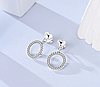 Срібні сережки-пусети в стилі PANDORA 925 проба "Сяючі кільця" кульчики-гвоздики ПАНДОРА, фото 2