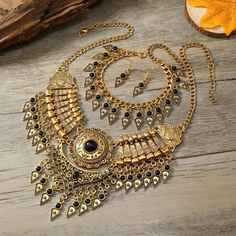 Сережки та намисто в єгипетському стилі. Намисто до образу Клеопатри, Єгиптуки, Індики, фото 1