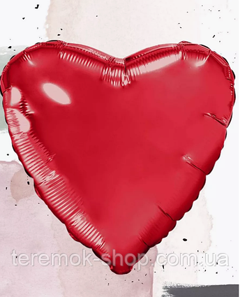 Фольгована куля серце червоне металік повітряна  без малюнка 45 см 18" Flexmetal Іспанія