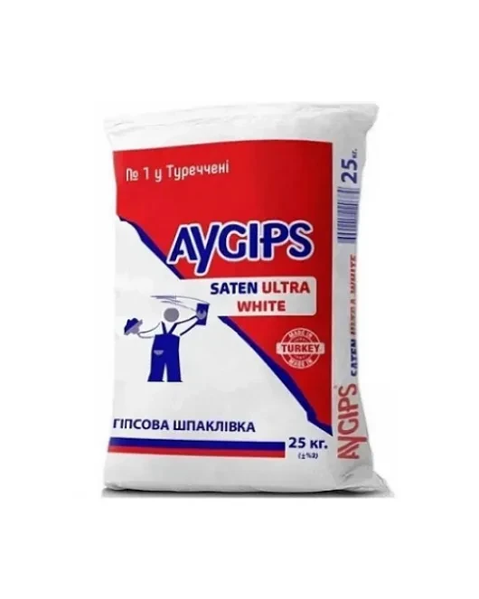 Шпаклівка гіпсова Aygips Saten Ultra White фінішна (25 кг), фото 1