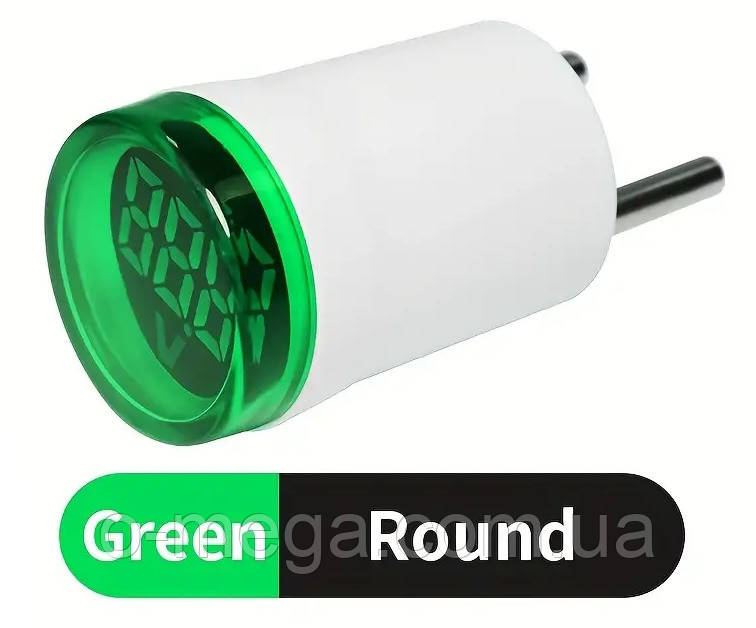 Вольтметр у розетку AD22-RDSM АC 60-500В, круглий, зелений