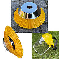 Щітка для чищення тротуарної плитки бордюрів на мотокосу / бензокосу + захисна маска