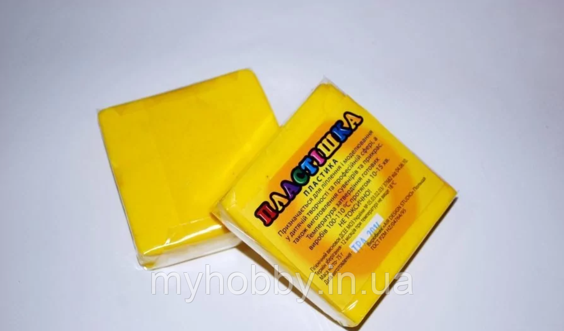 Полімерна глина Пластішка, №0105 жовтий , 75 г, фото 1