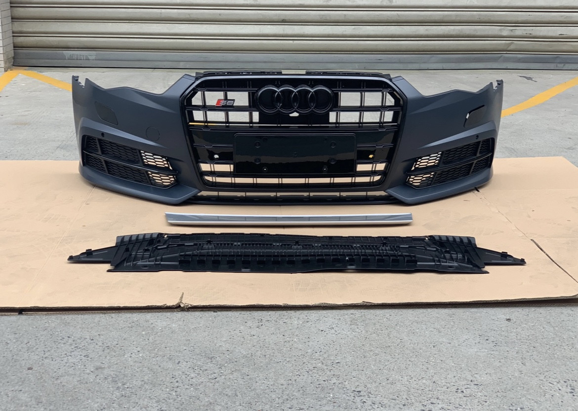 Передній Бампер в Зборі для Audi A6 C7 2014-2018 S-Line Black +Захист, фото 1
