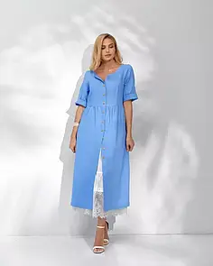 Сукня блакитна з льону Лілея MKSN2312/1-2