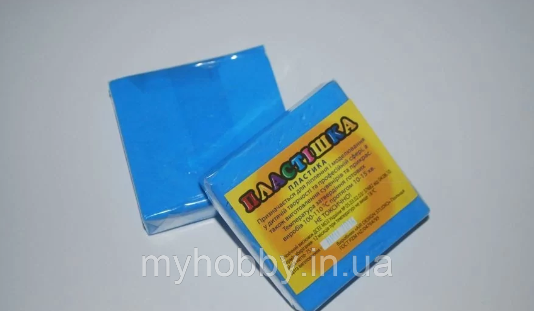 Полімерна глина Пластішка, №0208 блакитний флуоресцентний, 75 г, фото 1