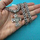 Гарний срібний чорнений комплект хрест з Архангелом Михайлом та ланцюжком рамзес 925 проба, фото 3