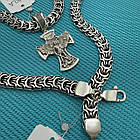 Гарний срібний чорнений комплект хрест з Архангелом Михайлом та ланцюжком рамзес 925 проба, фото 4