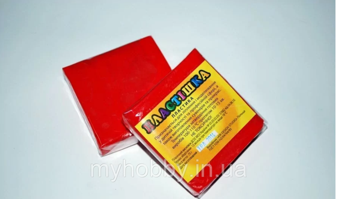 Полімерная глина Пластишка, №0108 червоний алий, 75 г, фото 1