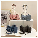 Жіноча сумка 6626 багет крос-боді рожева, фото 9