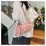 Жіноча сумка 6626 багет крос-боді рожева, фото 7