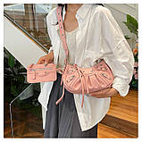 Жіноча сумка 6626 багет крос-боді рожева, фото 8