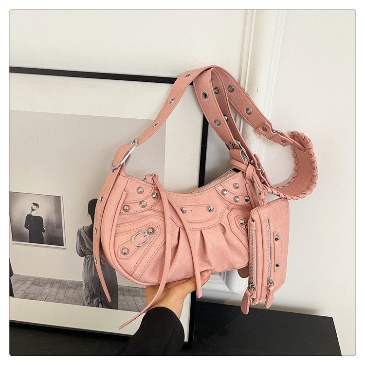 Жіноча сумка 6626 багет крос-боді рожева, фото 1