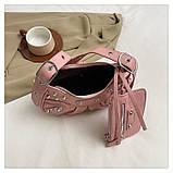 Жіноча сумка 6626 багет крос-боді рожева, фото 4