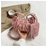 Жіноча сумка 6626 багет крос-боді рожева, фото 3