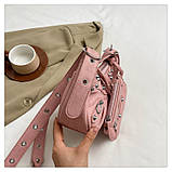Жіноча сумка 6626 багет крос-боді рожева, фото 5